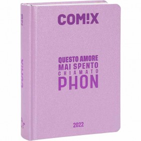 Comix - Diario 2021/2022 16 Mesi - Soft Pink scritta Metal Fucsia - Mignon