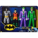 4 personaggi Batman, Robin, Joker e Enigmista