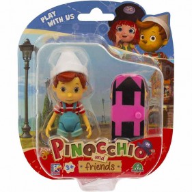 Pinocchio-Blister mit Charakter und Skateboard