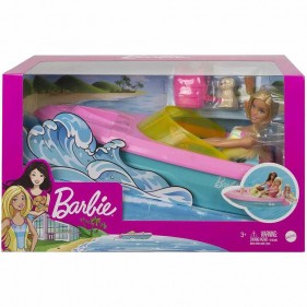 Barbie Spielset mit schwimmendem Motorboot
